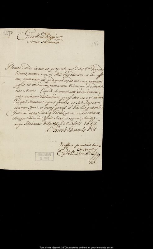 Lettre de Bonaventura Madalinski à Jan Heweliusz, Wolbórz, 25 décembre 1682