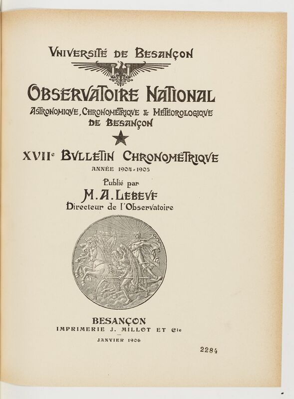 (1906) Observatoire national astronomique, chronométrique et météorologique de Besançon