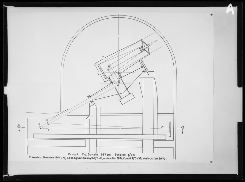 Plans du télescope de 107 pouces (267cm) [Harlan J. Smith Telescope] - Observatoire Mac Donald, Etats-Unis [1968] (titre forgé) / [2 images]