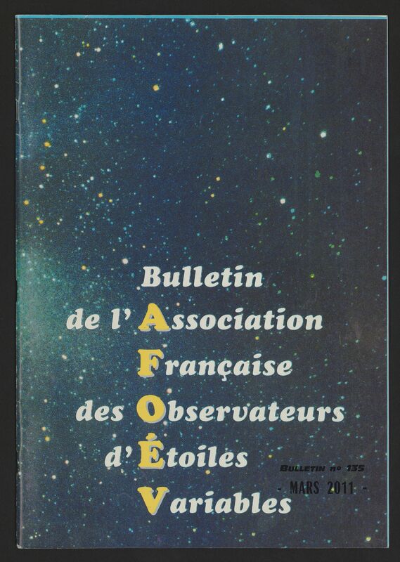 (2011) Bulletin de l'Association Française d'Observateurs d'Étoiles Variables