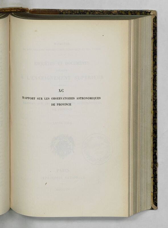 (1905) Rapport sur les observatoires astronomiques de province