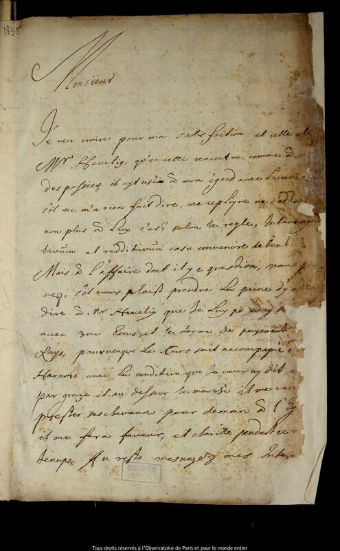 Lettre de M. Gras à un destinataire non identifié, 29 décembre 1677