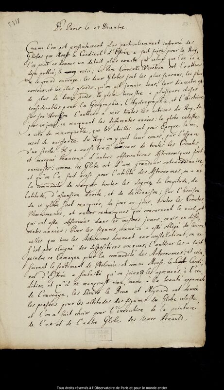 Texte manuscrit d'un auteur non identifié, Paris, 1681-1683