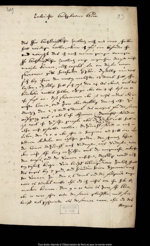 Lettre de Jan Heweliusz à Christoph Friedrich zu Dohna, Gdansk, 31 décembre 1680