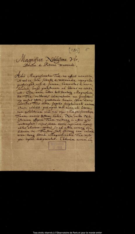 Lettre de Joachim Frisich à Jan Heweliusz, Torun, 30 avril 1670