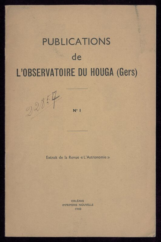 (1940) Publications de l'Observatoire du Houga (Gers)