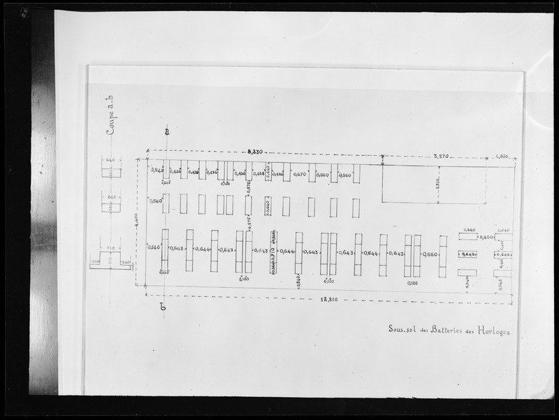 Dessin du sous-sol des batteries des horloges - Bureau international de l'Heure - Observatoire de Paris