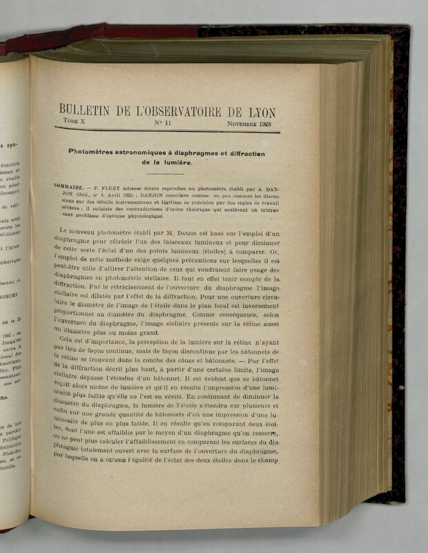 (1928) Bulletin de l'Observatoire de Lyon