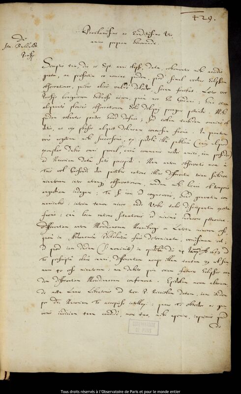 Lettre de Jan Heweliusz à Ismaël Boulliau, Gdansk, 31 mars 1655