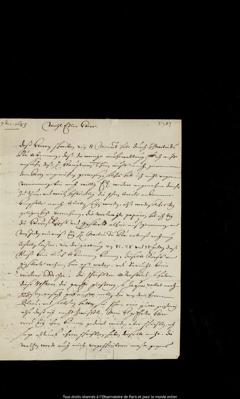 Lettre de Jacob de Zetter à Jan Heweliusz, Amsterdam, 7 décembre 1683