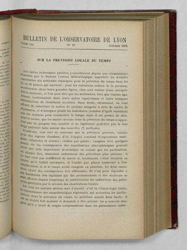 (1926) Bulletin de l'Observatoire de Lyon