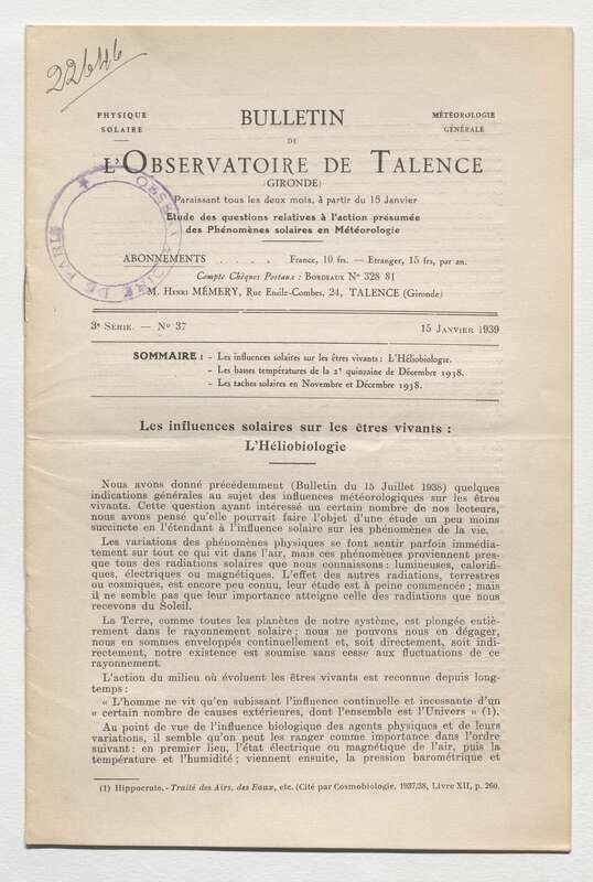 (1939) Bulletin de l'Observatoire de Talence, 3e série