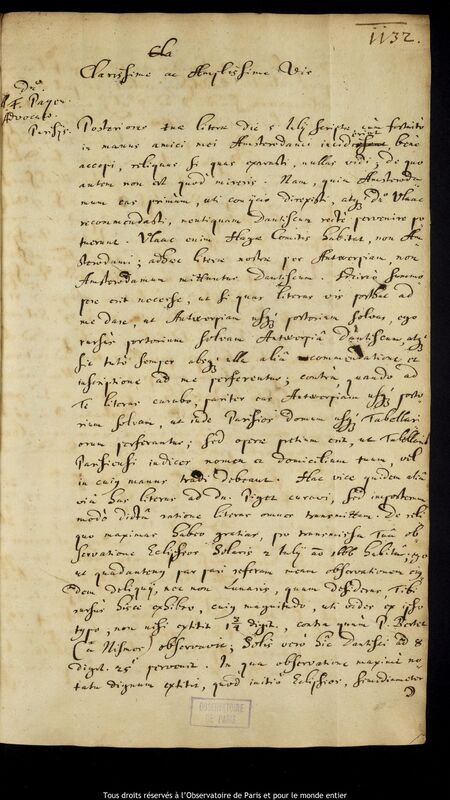 Lettre de Jan Heweliusz à Antoine François Payen, Gdansk, 29 octobre 1666