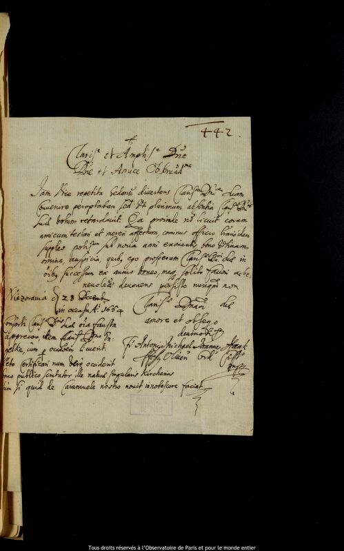 Lettre de Michal Antoni Hacki à Jan Heweliusz, Nieszawa, 28 août 1654