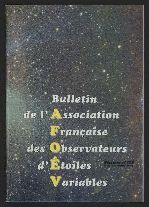 (2008) Bulletin de l'Association Française d'Observateurs d'Étoiles Variables