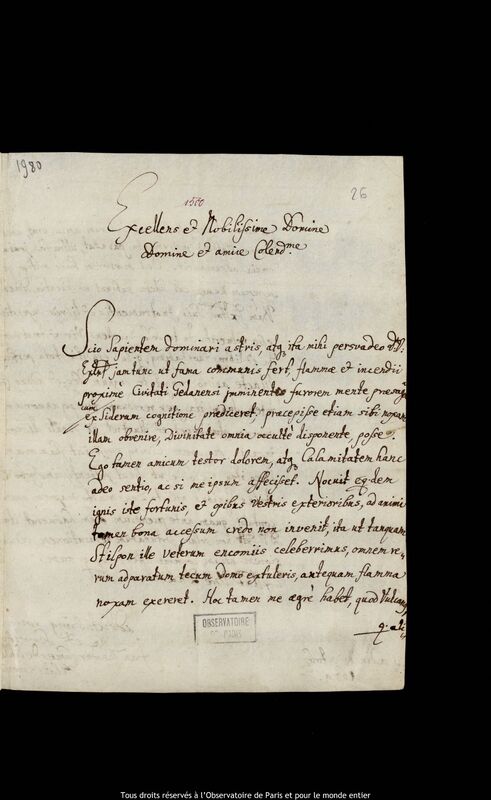 Lettre de Johann Dietrich Theodor von Schlieben à Jan Heweliusz, Kadyny, 17 octobre 1679