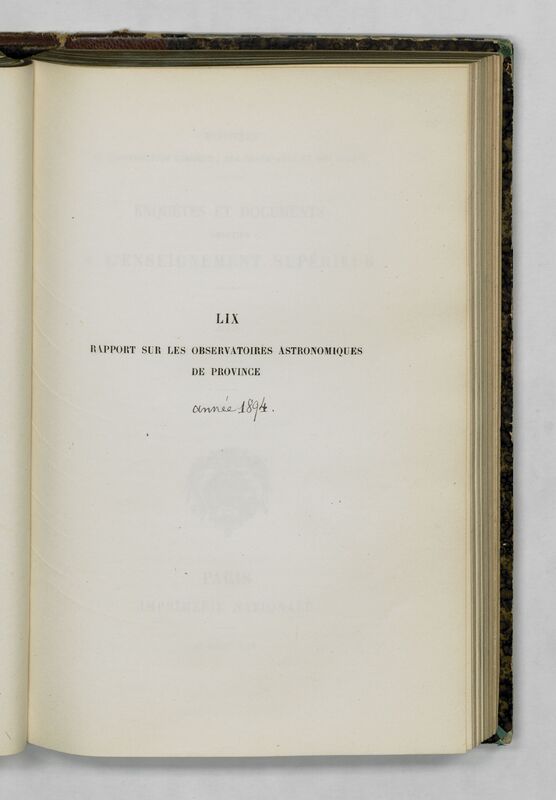 (1894) Rapport sur les observatoires astronomiques de province