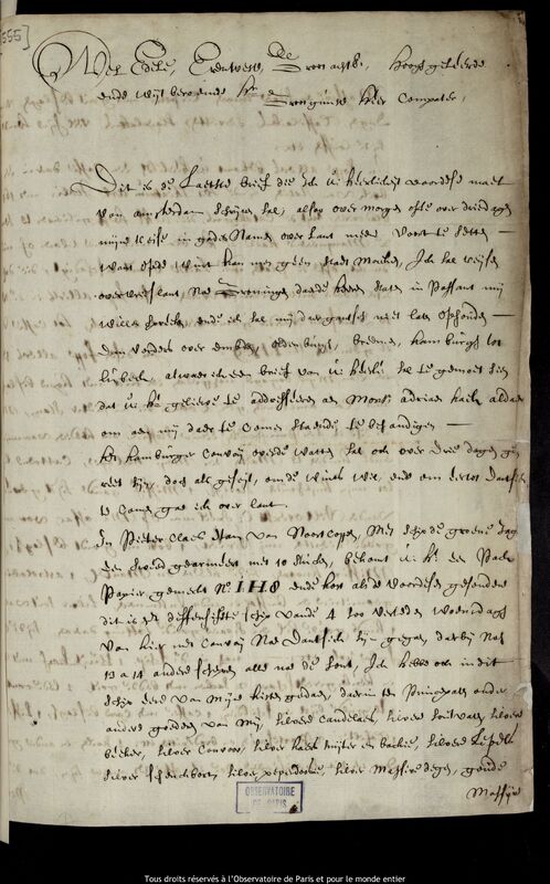 Lettre de Jan Hendricksz Tim à Jan Heweliusz, Amsterdam, 24 juin 1673