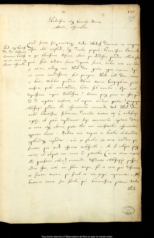 Lettre de Jan Heweliusz à Maciej Gloskowski, Gdansk, 10 août 1648