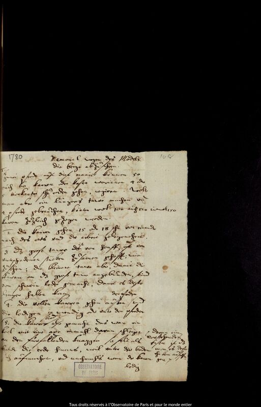 Texte manuscrit de Jan Heweliusz, Gdansk, 21 juin 1677