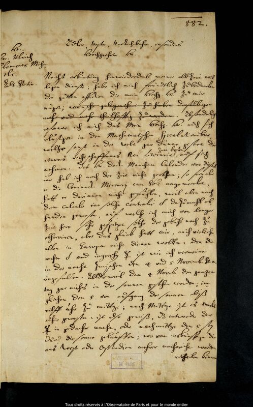 Lettre de Jan Heweliusz à Ulrich Clemens Michaelis, Gdansk, 12 novembre 1664