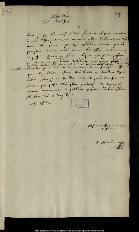 Lettre de Jan Heweliusz à Stanislaw Lubieniecki, Gdansk, 11 juin 1672