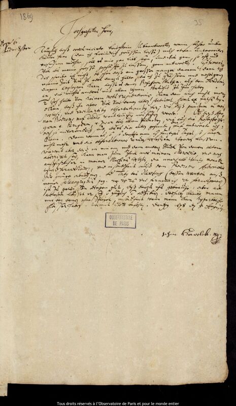 Lettre de Jan Heweliusz à Friedrichsen, Gdansk, 5 août 1678