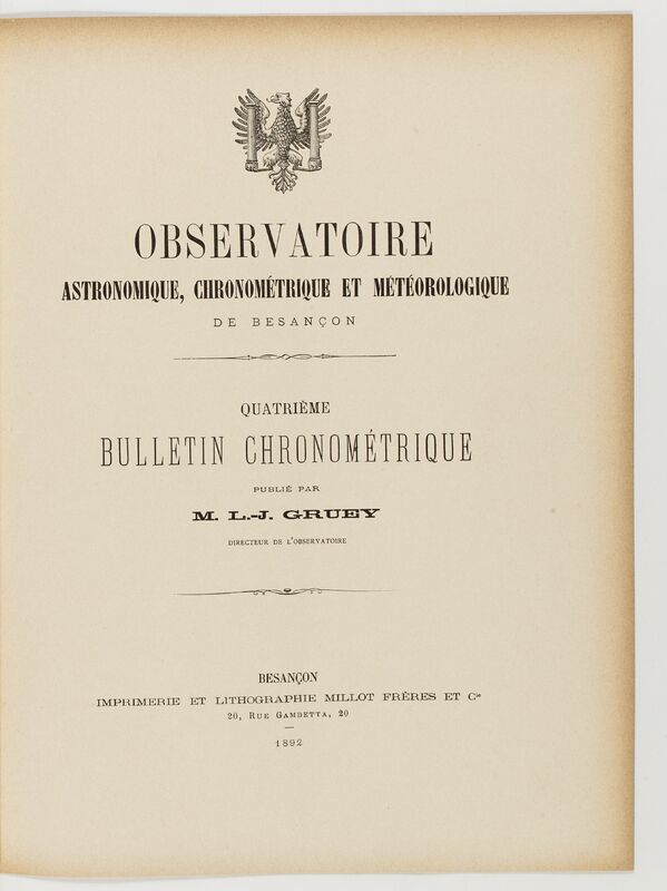 (1892) Observatoire astronomique, chronométrique et météorologique de Besançon