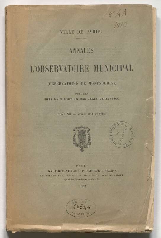 (1912) Annales de l'Observatoire municipal