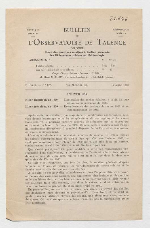 (1930) Bulletin de l'Observatoire de Talence, 2e série