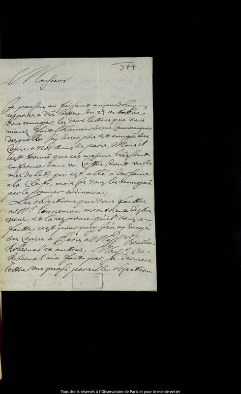 Lettre de Pierre Des Noyers à Jan Heweliusz, 5 décembre 1652