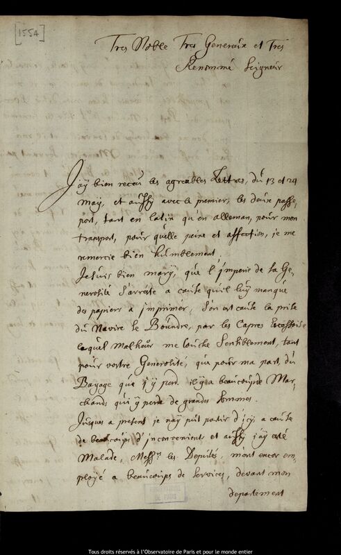 Lettre de Jan Hendricksz Tim à Jan Heweliusz, Amsterdam, 10 juin 1673