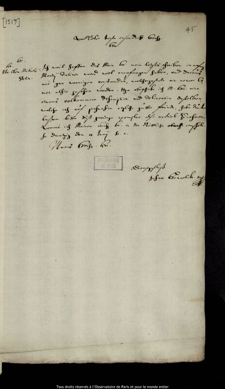 Lettre de Jan Heweliusz à Ulrich Clemens Michaelis, Gdansk, 11 juin 1672