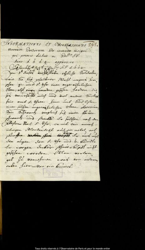 Texte manuscrit d’un auteur non identifié, 17 décembre 1664