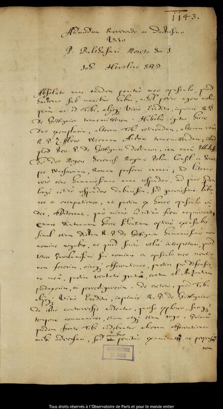 Lettre de Jan Heweliusz à Balthasar Moretus, Gdansk, 9 juillet 1666