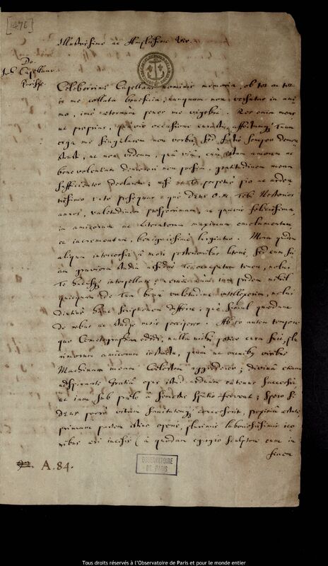 Lettre de Jan Heweliusz à Jean Chapelain, Gdansk, 4 décembre 1671