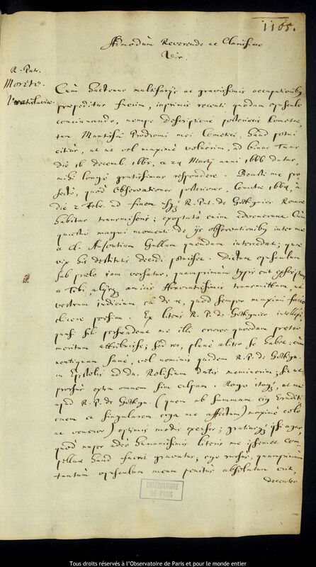 Lettre de Jan Heweliusz à Theodor Moret, Gdansk, 23 avril 1666