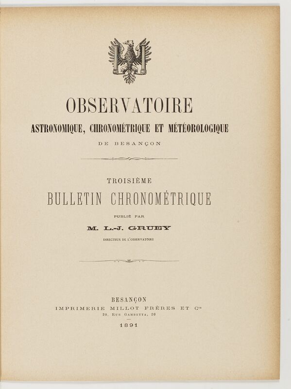 (1891) Observatoire astronomique, chronométrique et météorologique de Besançon