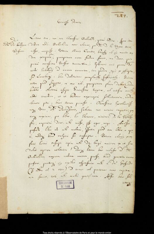 Lettre de Jan Heweliusz à Pierre Des Noyers, Gdansk, 13 janvier 1652