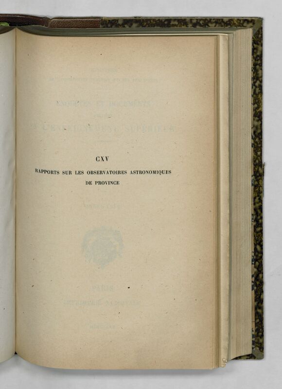 (1919) Rapport sur les observatoires astronomiques de province