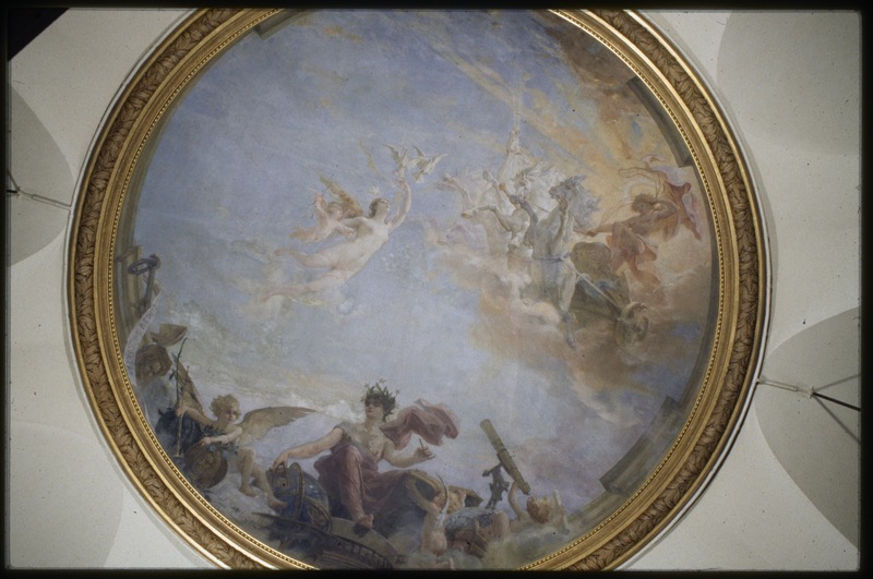 Le passage de Vénus devant le Soleil - Plafond peint par E. Dupain (1886) - Rotonde Ouest du bâtiment Perrault, Observatoire de Paris (titre forgé)