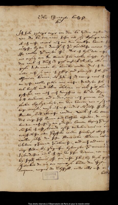 Lettre de Jan Heweliusz à un destinataire non identifié, Gdansk, 22 août 1681