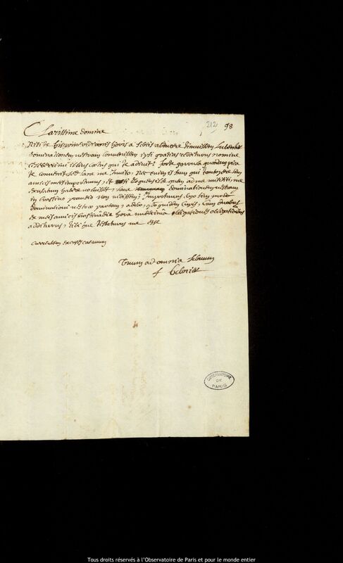 Lettre de François Bernier à Jan Heweliusz, Gdansk, 1648