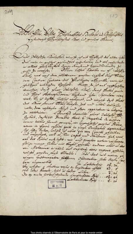 Lettre de Joachim Frisich à Jan Heweliusz, Torun, 31 décembre 1680