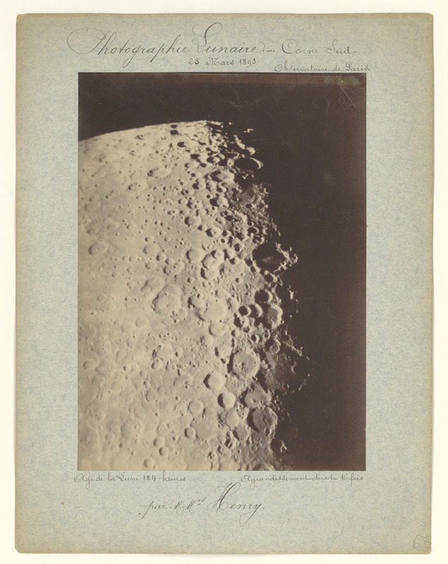 Photographie lunaire, par MM. Henry. Corne Sud, 25 mars 1893, âge de la lune 184 heures, agrandissement direct 16 fois (titre original)