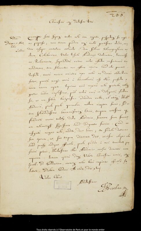 Lettre de Jan Heweliusz à John Dury et Samuel Hartlib, Gdansk, 9 juin 1652