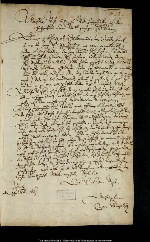 Lettre de Caspar March à Jan Heweliusz, Rostock, 10 février 1661