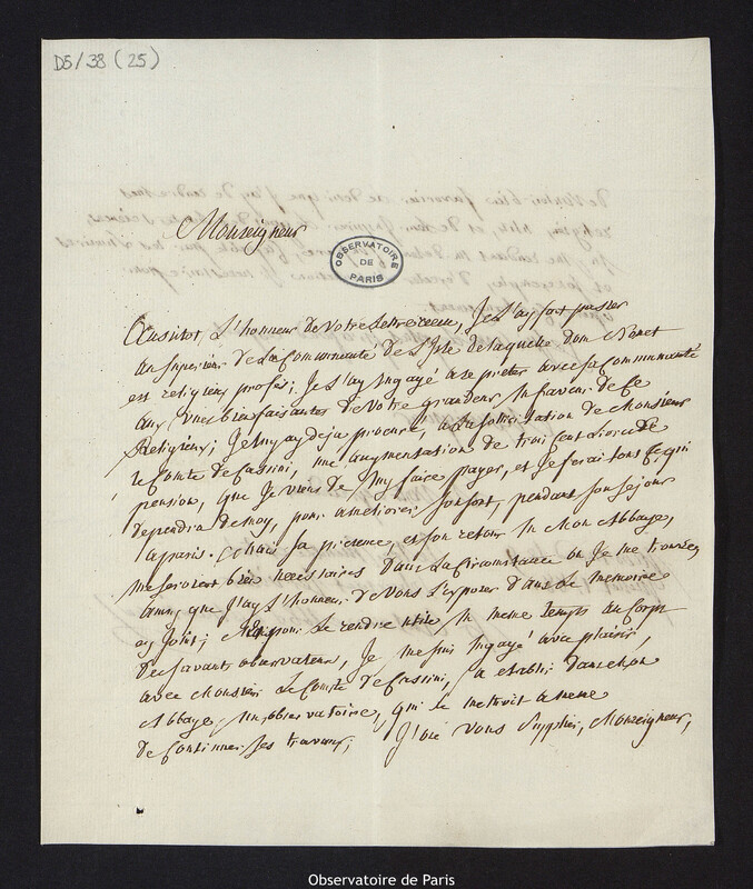 Lettre d'Antoine Chautan, abbé de Morimond à Cassini IV, 9 juillet 1788