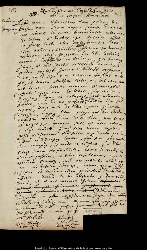 Lettre de Jan Heweliusz à Johann Gebhard Rabener, Gdansk, 7 mars 1681