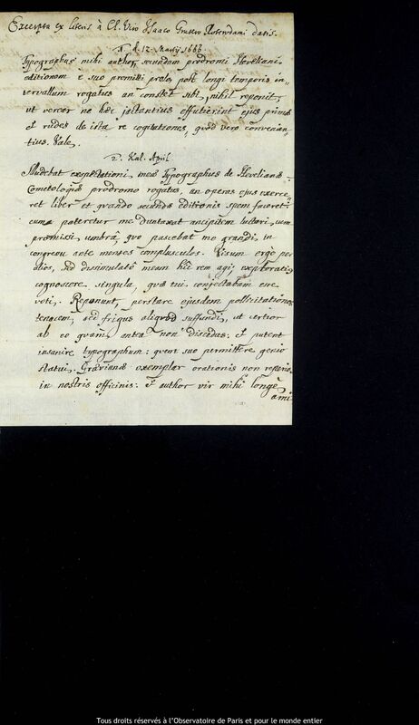 Texte manuscrit d'Isaac Gruter à Stanislaw Lubieniecki, Rotterdam, 12 mars - 1er avril 1666